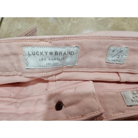NWT Women's Lucky Brand Lolita Skinny Ankle Pants Jeans Pink Ankle Zip Size 4/27 - Picture 6 of 8